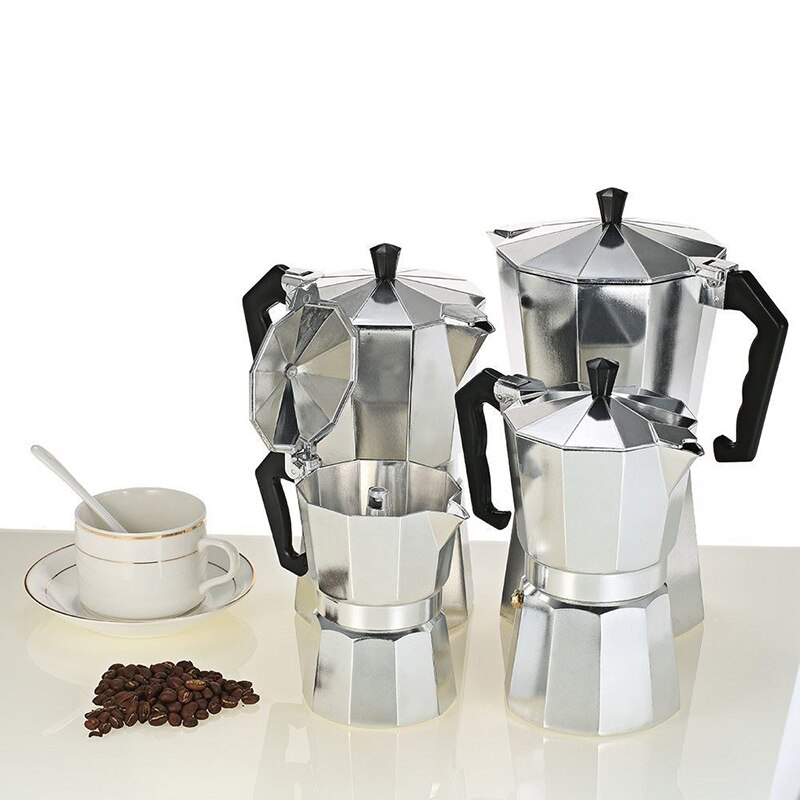 Practical Moka Coffee Pot Aluminum Coffee Maker Durable Moka Cafeteira Expresso Percolator Pot 50/100/150/300/450/600ml