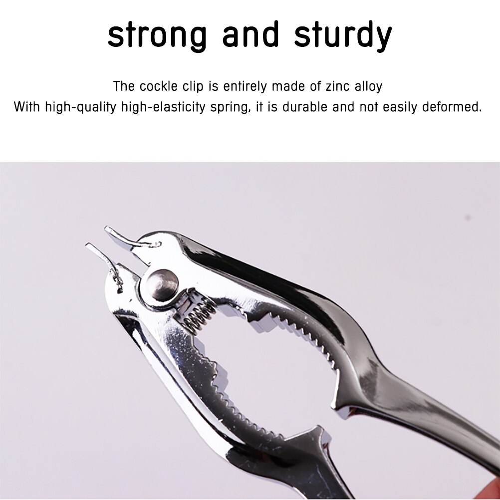 2 in 1 Crab Clamps Scallop Opener Metal Scallop Shell Opener with Spring Clam Pliers Crab Clamps Scallop Tool Kitchen Accessory