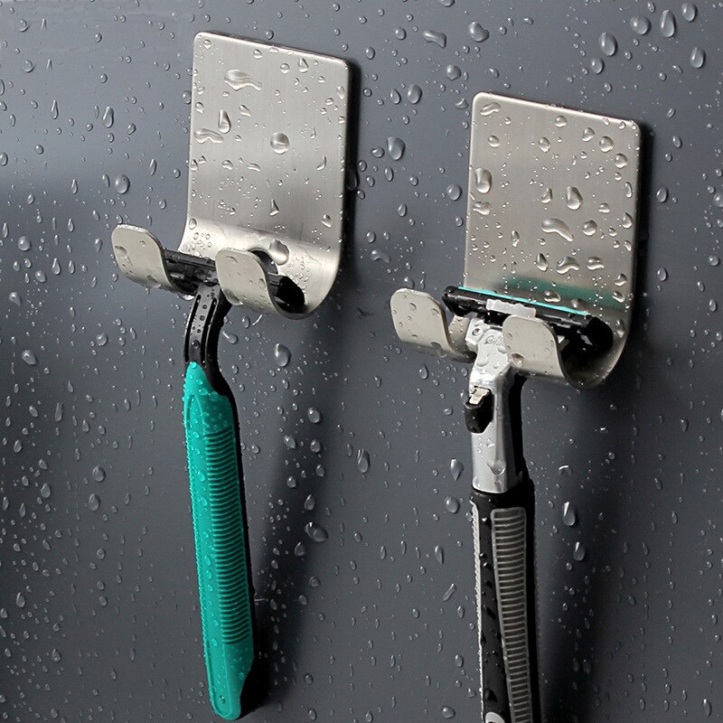 3 Pcs Scheren Scheermes Houder Douche Rvs Badkamer Muur Scheermes Rack Mannen Scheerapparaat Plank Hanger Keuken Lijm Opslag Haak