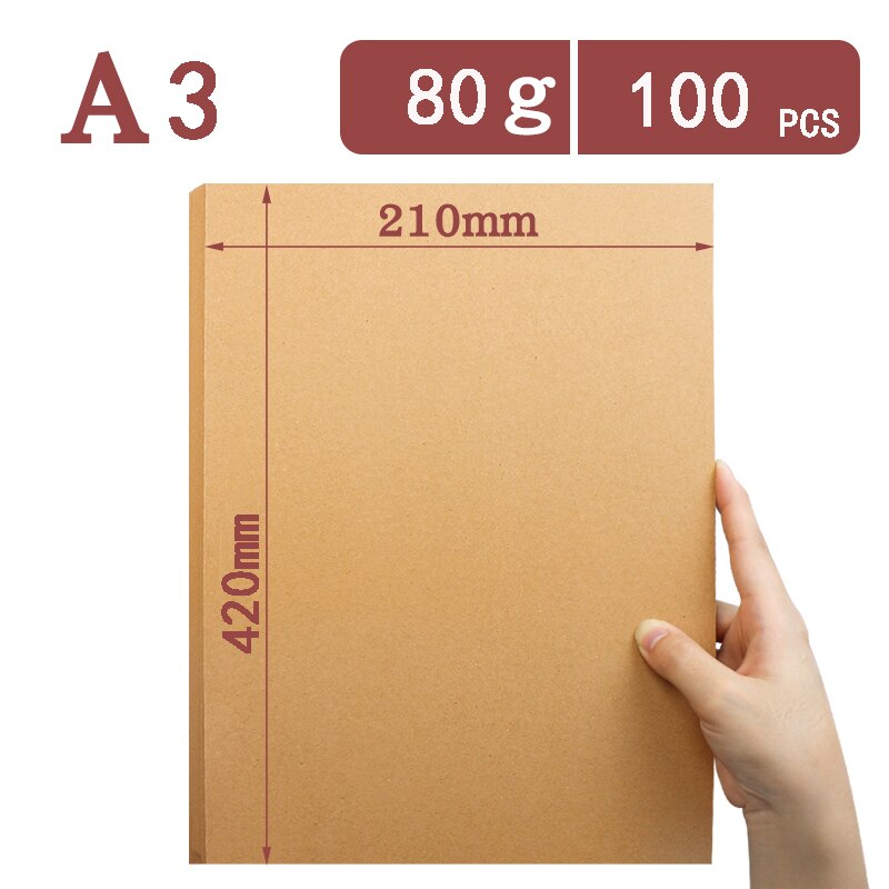 A4 A3 kraft paper thick cardboard color lead sketch painting art inkjet printing paper binding cover handmade DIY wrapping paper: A3 80G 100pcs
