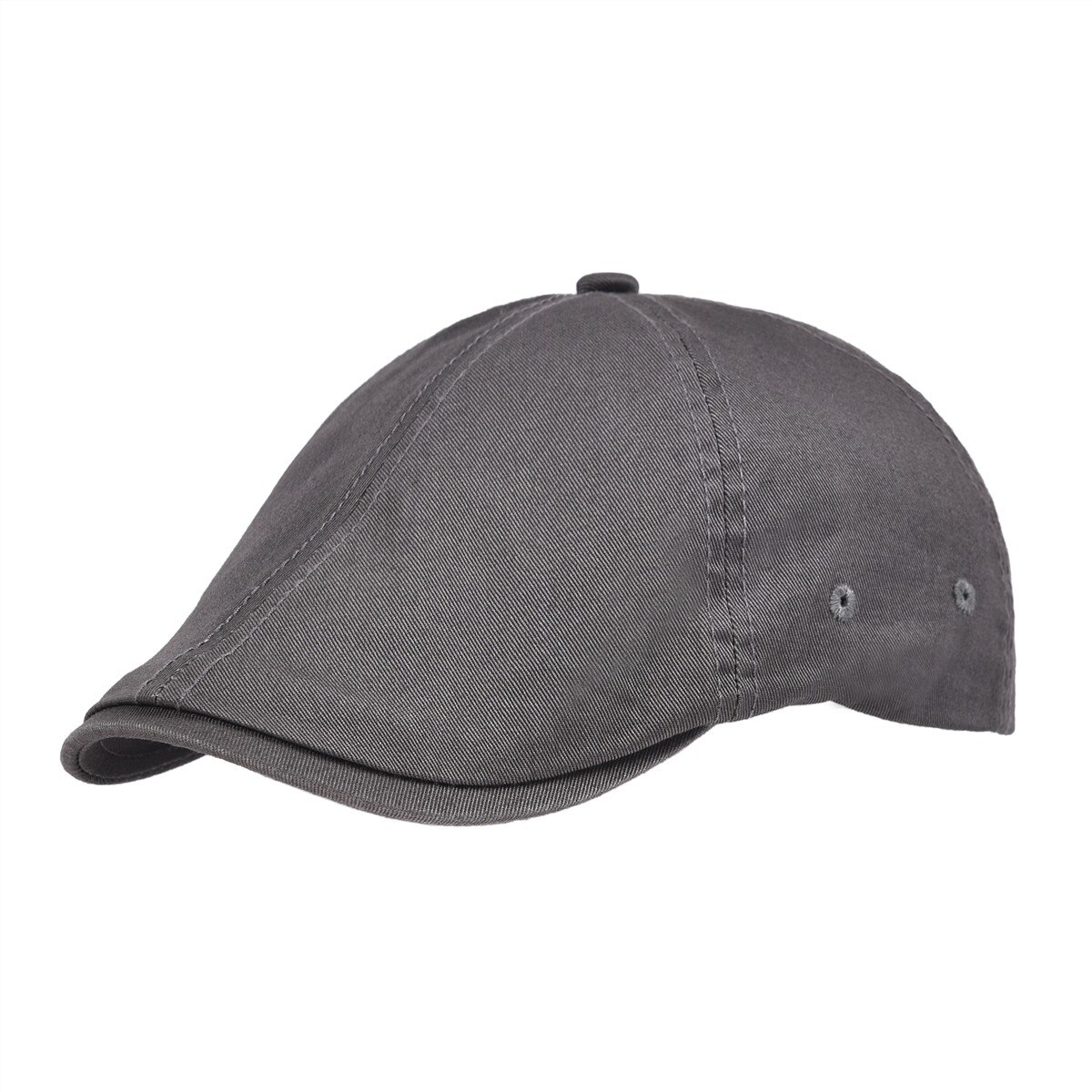 VOBOOM – bérets en coton pour homme et femme, casquette plate en sergé de coton, style Cabbie, décontracté, ajustable, élastique, printemps été: Gris foncé