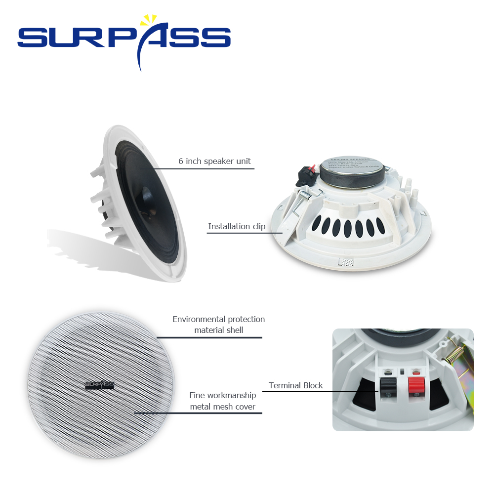 Altoparlante da soffitto sistema papà HiFi stereo suono casa Audio 15W senza cornice stretto 6 &#39;&#39;indirizzo pubblico musica di fondo in parete Audio