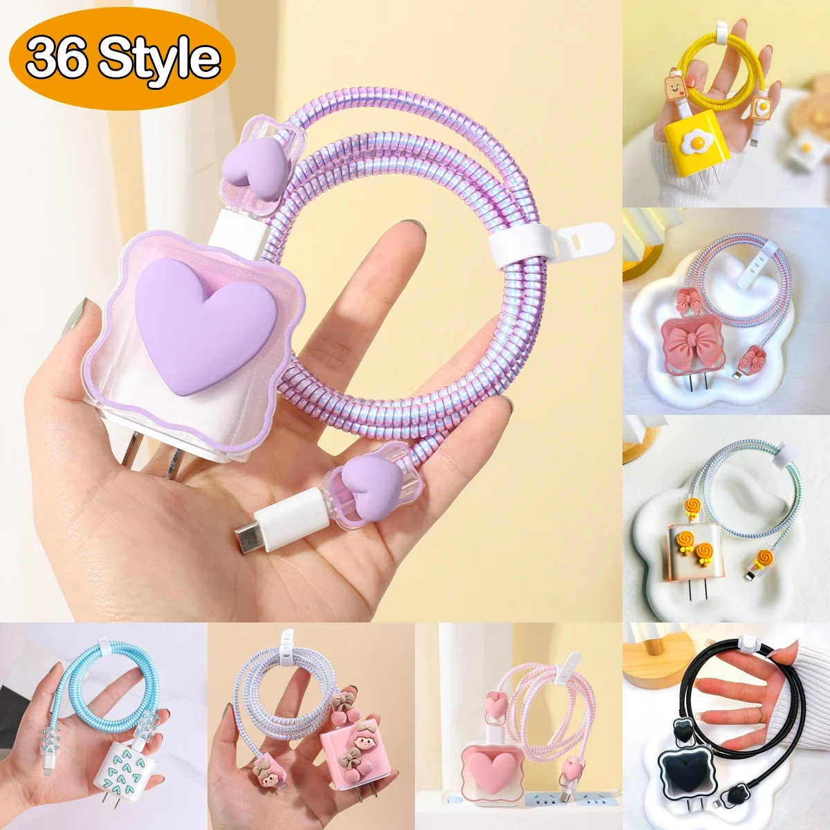 36 Styles 3D chargeur étui pour Apple 18W 20W chargeur adaptateur couverture manchon coque en Silicone enrouleur de câble enveloppe pour iPhone accessoires