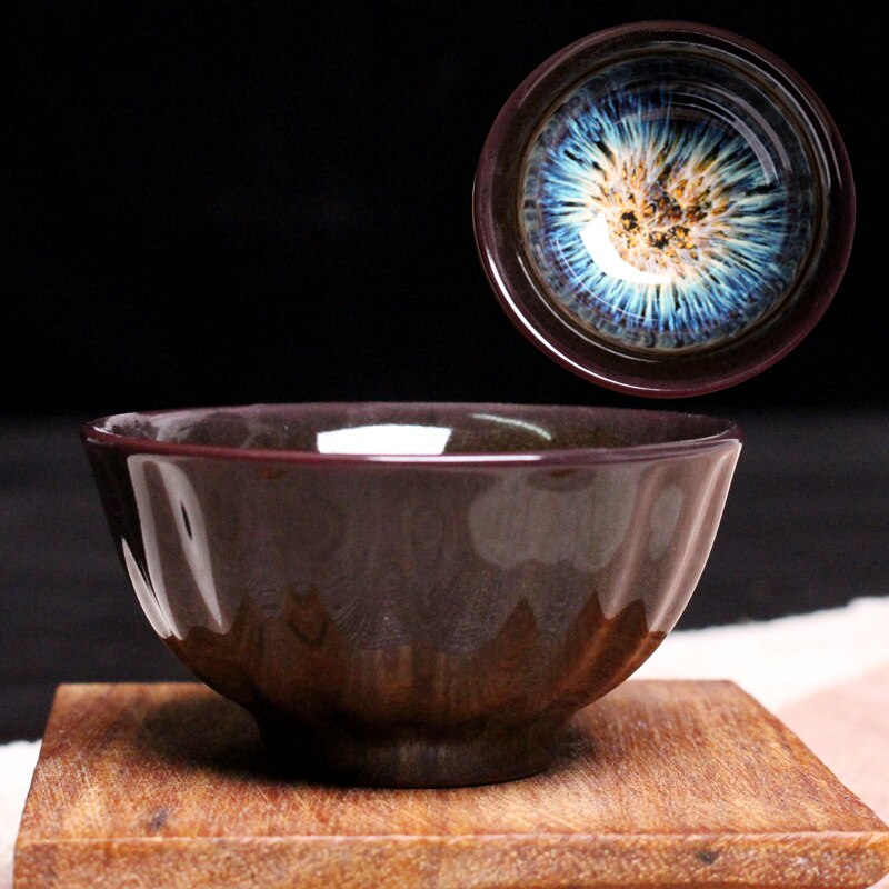 Taza de Té de Cerámica Hecha a Mano - Acabado Crackle Glaze - Vajilla Ecológica de Barro: Taza Jufu 60ml