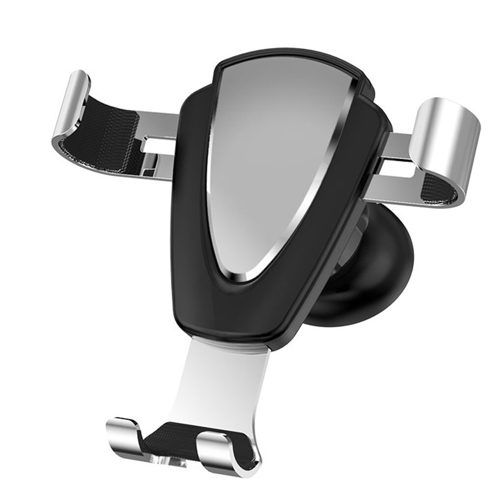 360-degree Rotation Phone Holder Stand Universal Gravity Air Vent Mount Mini Car Phone Holder Cradle Gravity Bracket: Silver