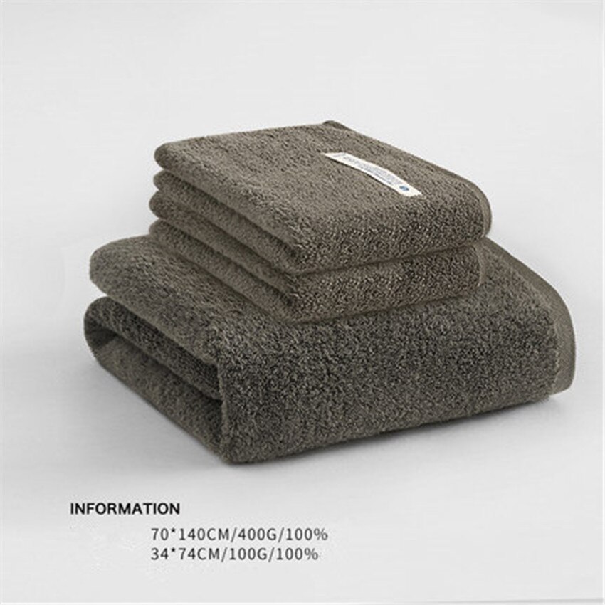 3 stk / sæt højkvalitets luksushotel badehåndklæde hvid lyserød blå kaffe grøn ansigt håndklæde tyk absorberende 70*140cm store bomuldshåndklæder: Kaffe