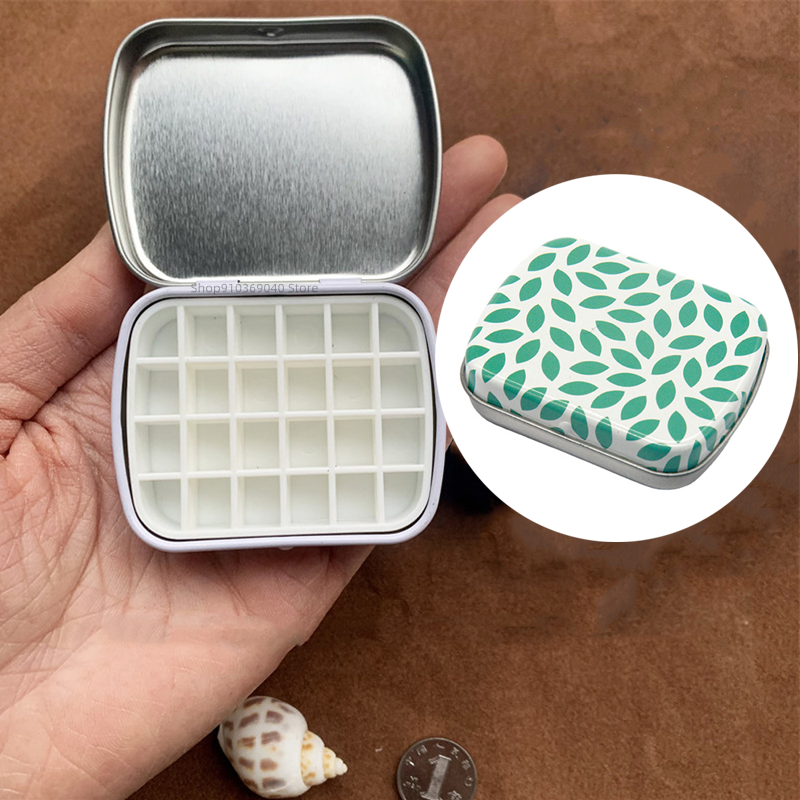 Mini caja de acuarela vacía, paleta de acuarelas portátil de 12/24 rejillas, pintura de viaje, boceto, caja hidratante, caja de pintura, suministros de arte: Mezcla de color