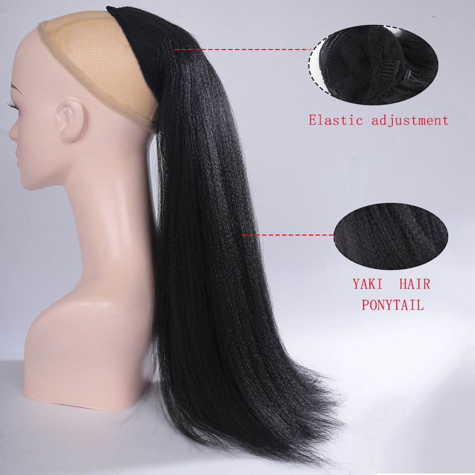 BUQI 100G Kinky Straight Hair Afro Ponytail 22 Inch Long Pony Tail Synthetic Natural Hair Ponytail Hairpieces For Women