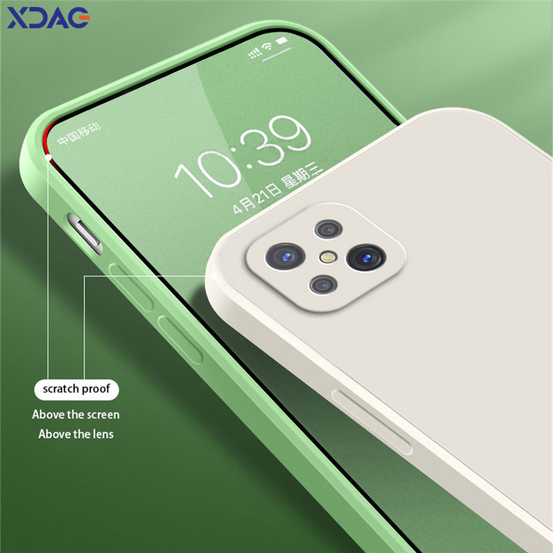 Custodia quadrata in silicone liquido per OPPO A92s Reno4 Reno 4Z Z 5G Fotocamera protettiva 360 Custodia morbida antiurto per telefono Accessori Funda