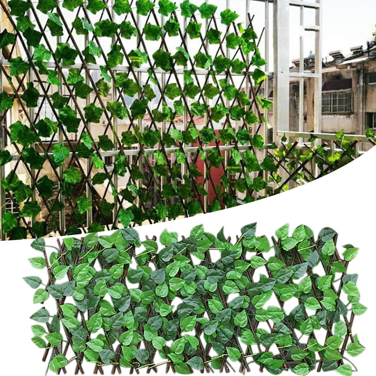 Artificial Garden Fence Eco-Friendly Stretchable Green Leaf Retractable Extension Fencing For Courtyard Home Decor