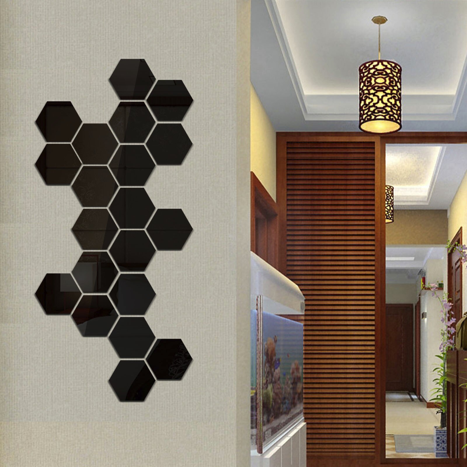 19Pcs Diy Geometrische 3D Hexagon Spiegel Art Muur... – Grandado