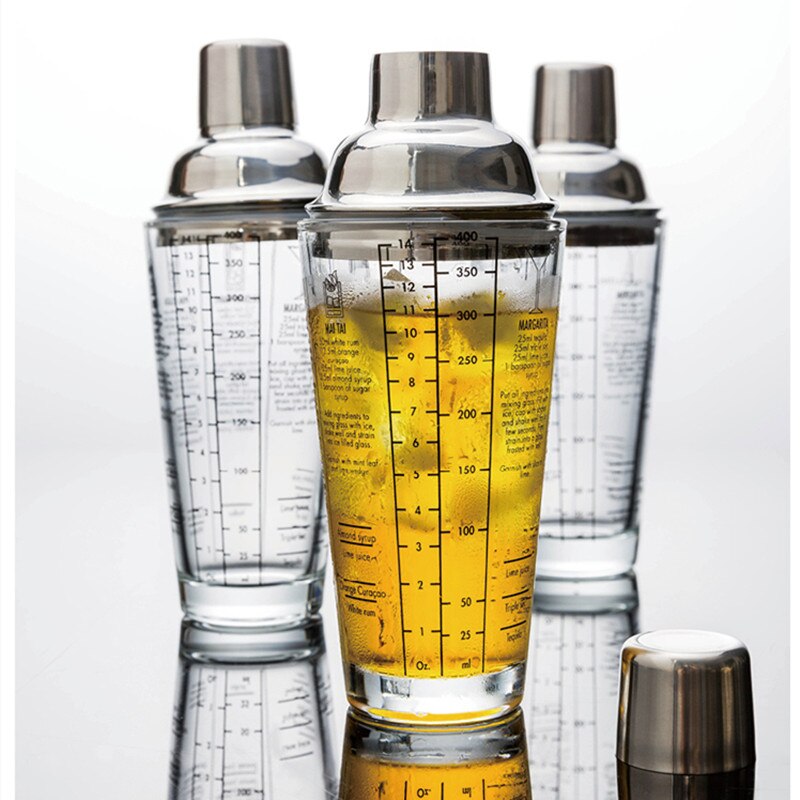 Scale Coctail Shaker Bartender Cocktail Mixer Hand Shake Glass, Juice Shake Glass Bar Tools