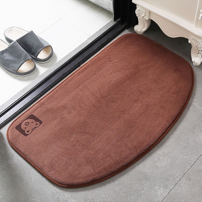 Super Absorbent Bathroom Mat Rug Non-slip Memory Foam Bath Mat Carpet for Bathtub Floor Rugs Shaggy Shower Room Doormat Footpad: Brown bath rug / 45X68CM
