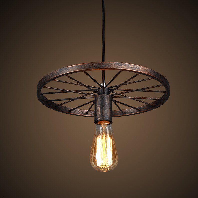 Vintage lysekroner amerikansk jern loft industrielle hjul spisestue lys led lampe til kaffe hall bar lysekrone: Hvid