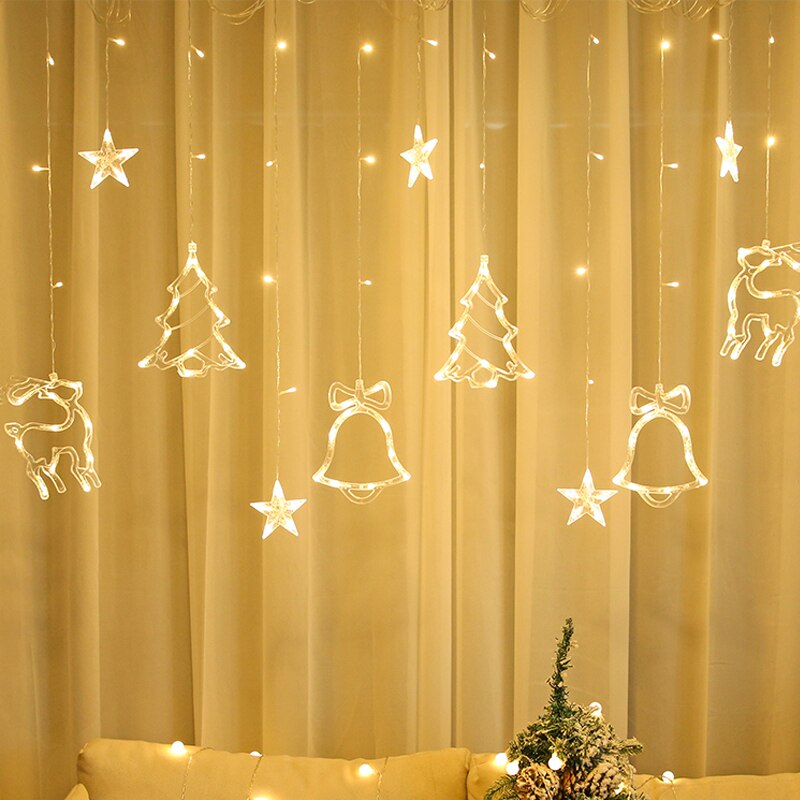 3.5M 220V Led Herten Lamp Kerst Garland Gordijn Licht Fairy String Licht Indoor Kerstversiering Voor Thuis bruiloft: Warm white
