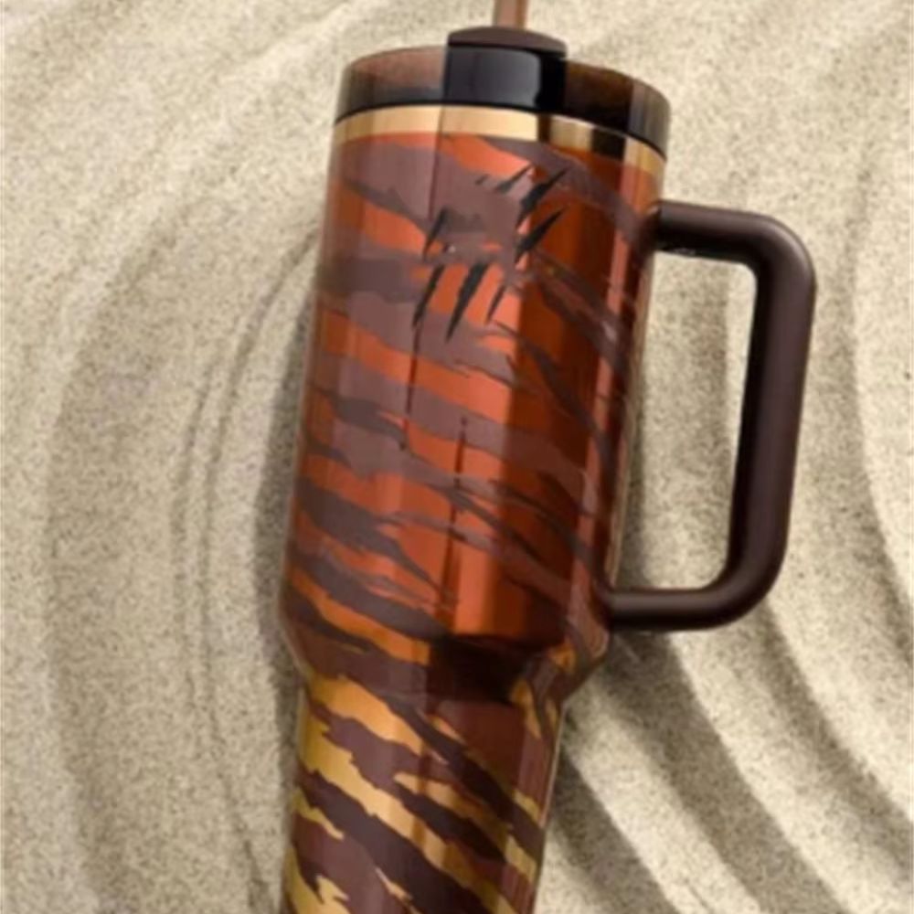 Botella de agua de estilo, vaso de acero inoxidable de 40oz con tapa de silicona, taza de viaje para bebidas frías, taza de café de gran capacidad: Default Title