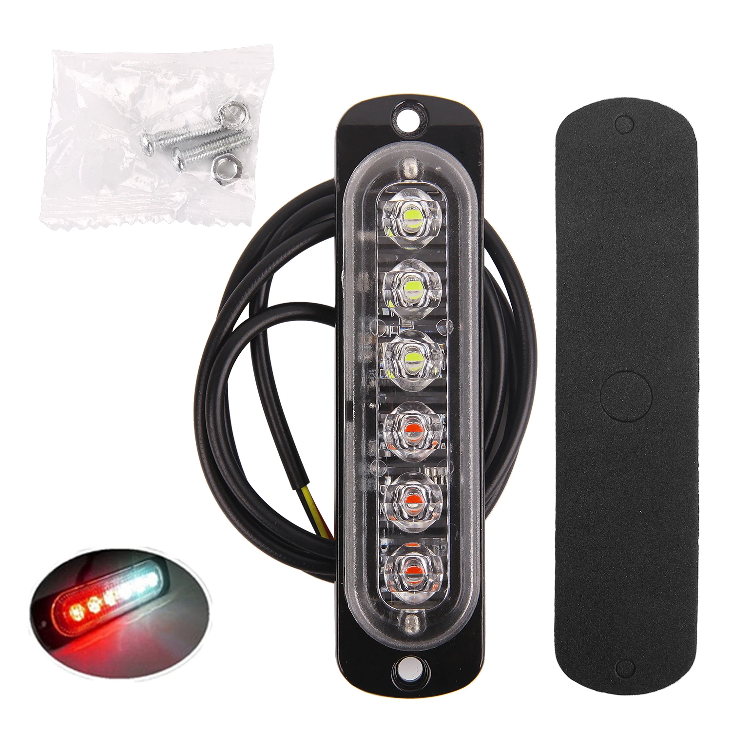 6 LED-Blinkwarnleuchten für LKW, Auto, Motorrad, Gelb, Weiß, 18 Blitzmodi, Notfalllampe, 12–24 V, seitliche, hohe, helle Lichter: changeable