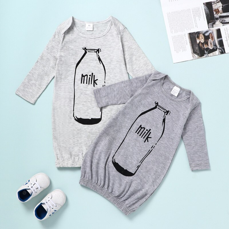 Newborn Pijamas Baby Robes Cotton Soft Casual Long Sleeve Bottle Pattern Comfortable Baby Sleepwear Autumn Spring Winter 6-24M