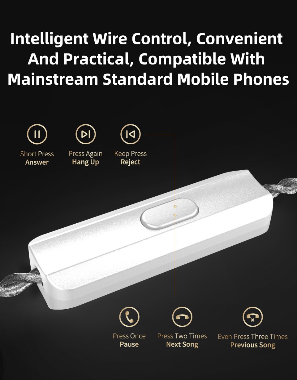 CCA C10 PRO 1DD + 4BA unidades de unidad de monitoreo de alta fidelidad auriculares con Cable de 0,75 MM PIN en el oído CCA C12 C16