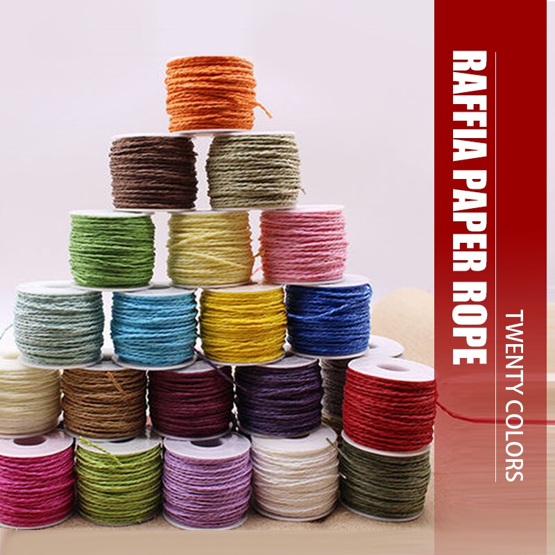 5 Roll 30Meter Natuurlijke Raffia Stro Garen Voor Zomer Hand Knit Haak Hoed Handtas Manden Breien Materiaal Kleurrijke Draden