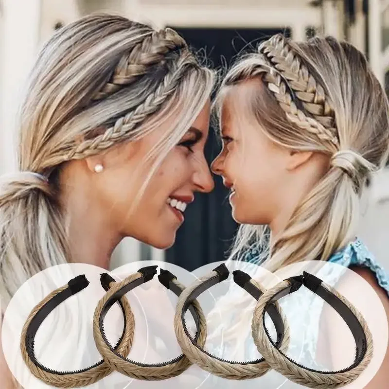 Women Hair Band Fishbone Braid Lazy Wig Twist Braid Headband Hairpin Bohemia Non-slip Headdress Bridal Hair Accessories