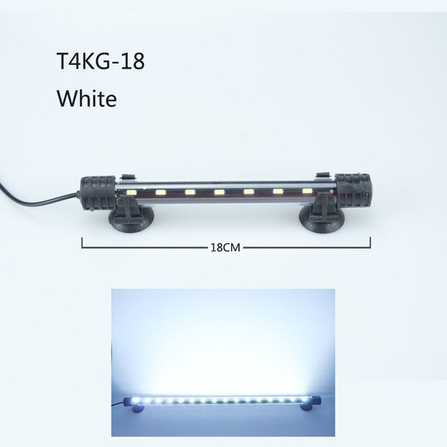 Luz LED impermeable para acuario, lámpara de pecera subacuática, decoración de acuarios, iluminación de plantas de 18-48CM, 220-240V, chip 5050: 18cm white