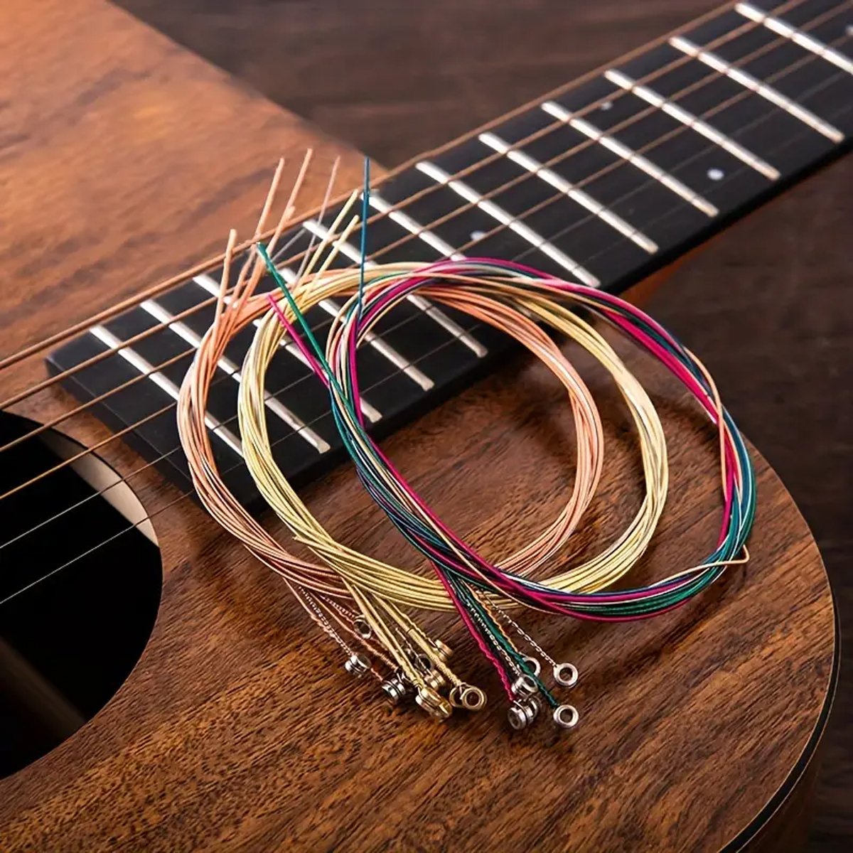 Enhance Your Music with 6 Premium Acoustic Guitar Strings - High Steel Set for Acoustic Guitars, Essential Accessories!