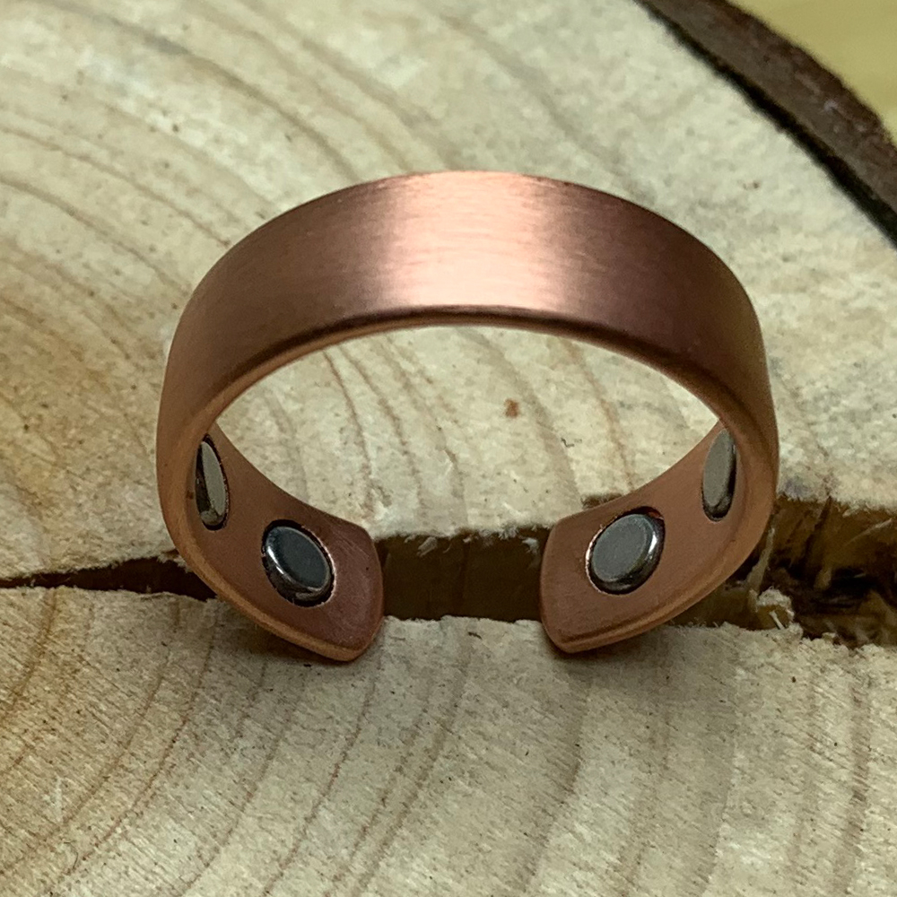 Anel de cobre puro magnético ajustável aberto manguito 6mm fosco vintage metal dedo jóias para homens mulheres alto ímã redimensionável