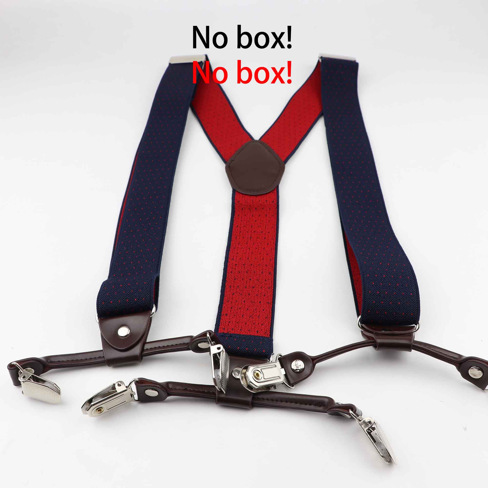 Caja de de tirantes de cuero negro, 6 Clips para tirantes, Vintage, informal, tirantes para pantalones