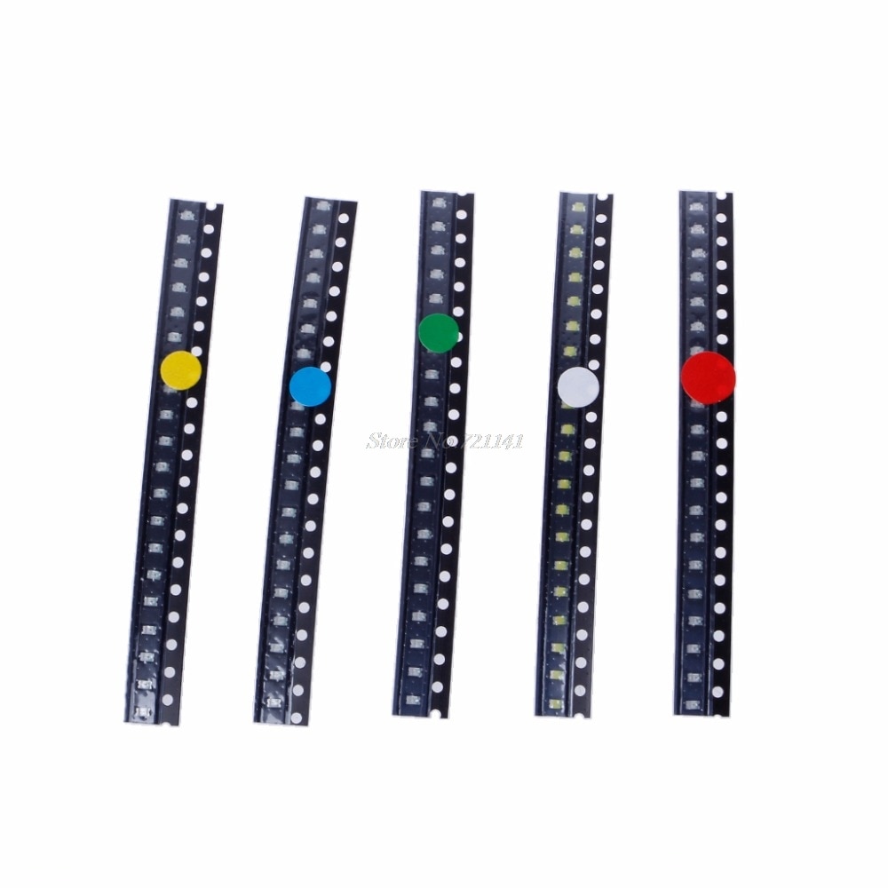 100 Pcs 5 Colors SMD 0805 LED Light Red Green Blue Yellow White Assotment Kit LED Lights SMD