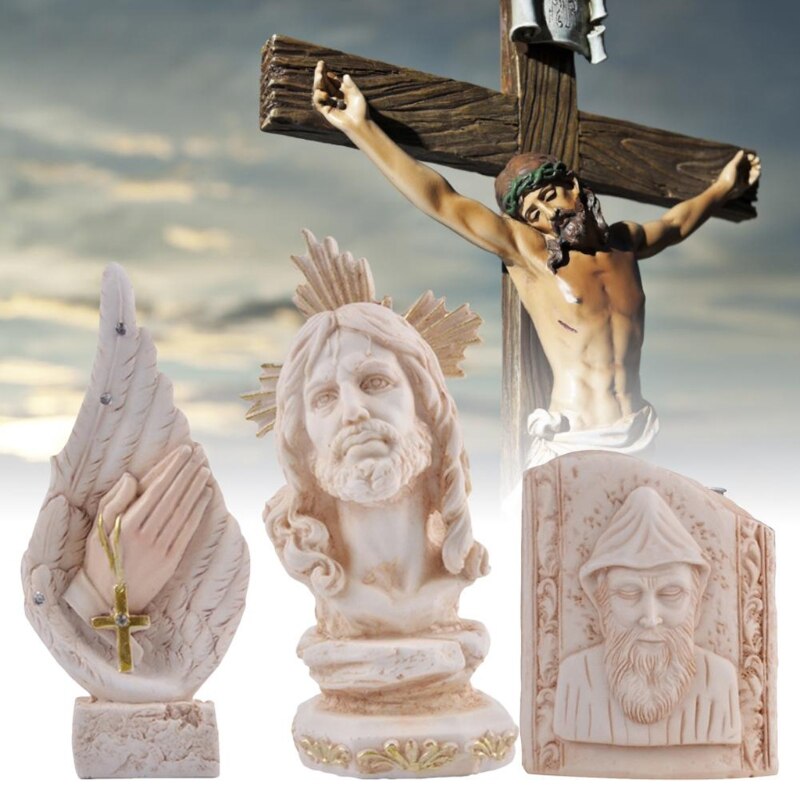 Sculpture de Christ jésus, Statue en résine, faite à la main, innovante, croix d&#39;ange, artisanat de la Bible du Christ, chandelier, décoration de maison religieuse
