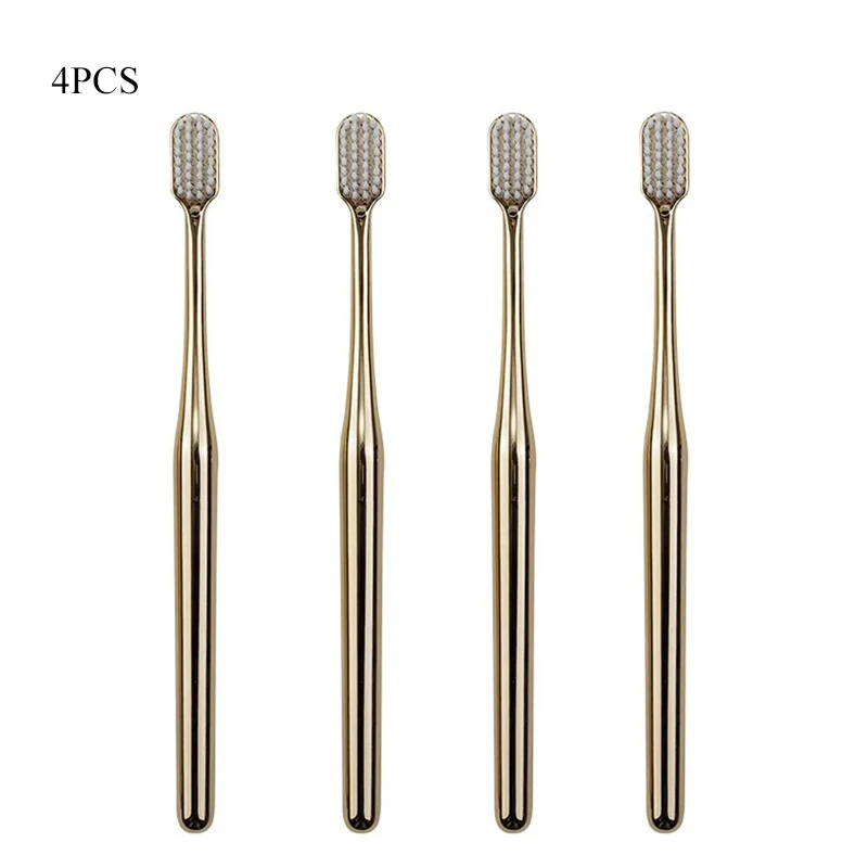 1-6 stücke Luxus Weiche Zahnbürste Männer Frauen Erwachsene Zahnbürste Gold Silber Dental Pinsel Eleganz Sanfte Zahnbürsten: Lila
