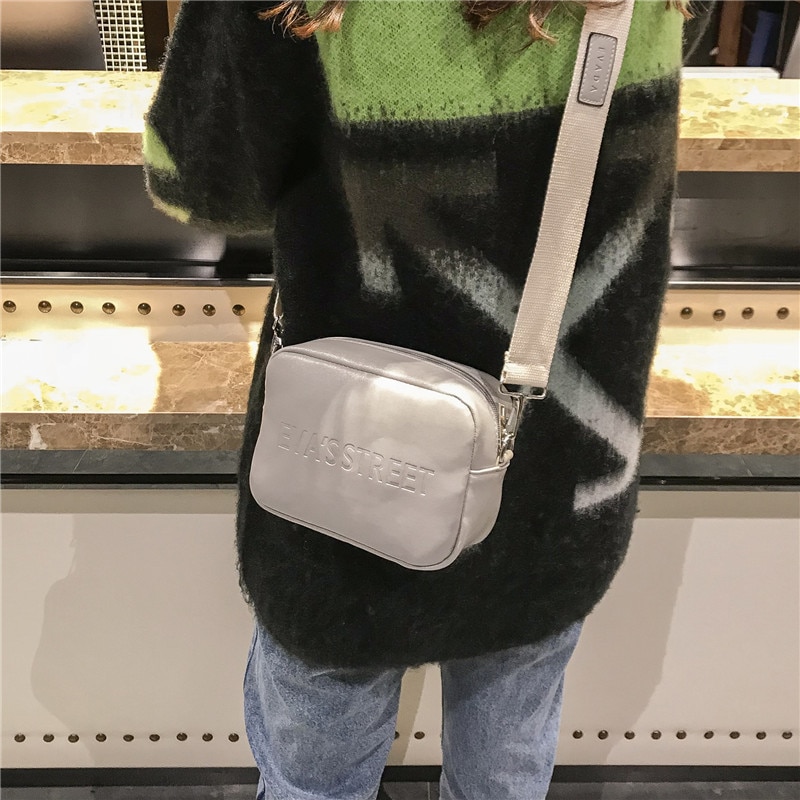Laukku naisten nahka käsilaukut merkki yksinkertainen pieni neliö kirjain siisti tyttö käsilaukku olka crossbody naisten laukku