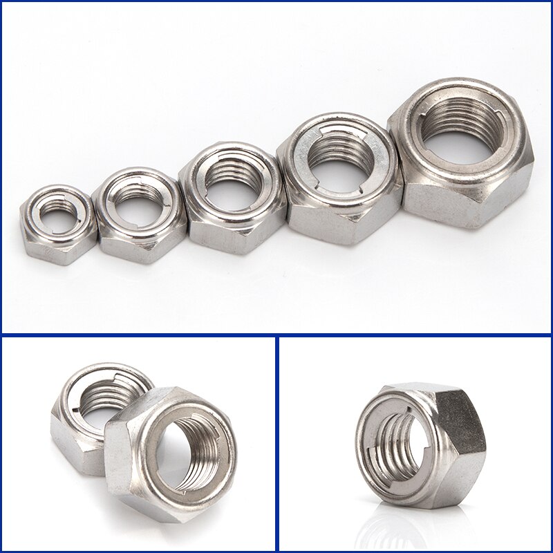 304 Stainless Steel Hex Lock Nut Self-locking Locknut Hexagon Head Locking Nut M3 M4 M5 M6 M8 M10 M12