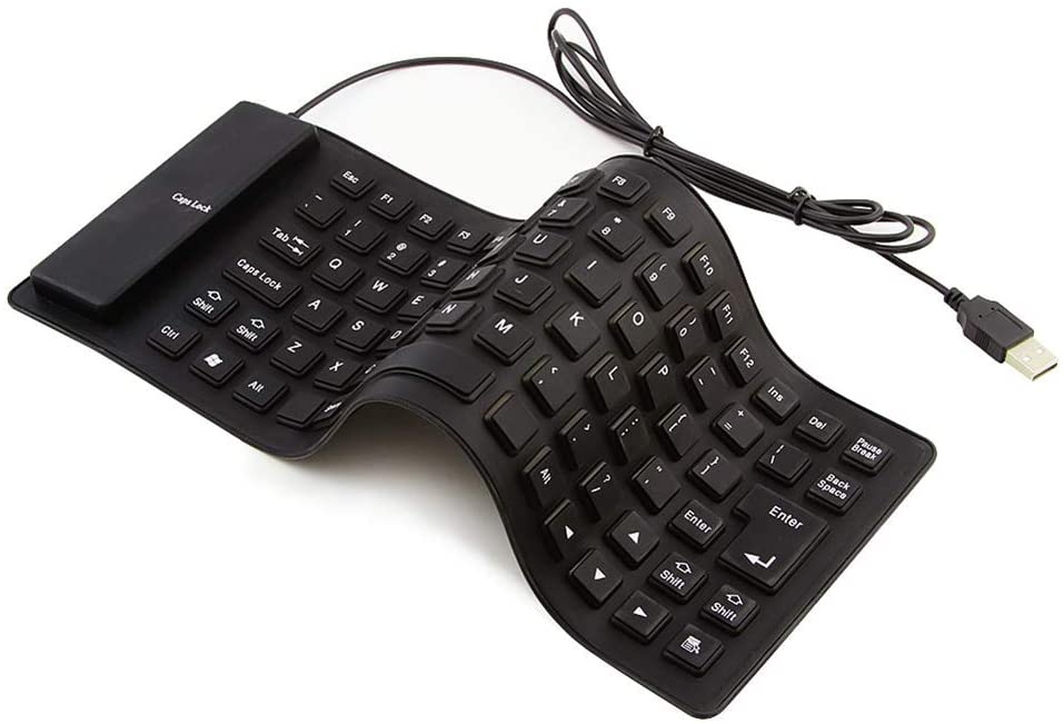 Faltbare Silikon Tastatur, USB Verdrahtete 85 Tasten Wasserdichte Rollup Stille Eingabe Weichen berühren Tastatur für PC Notizbuch Laptop: Schwarz
