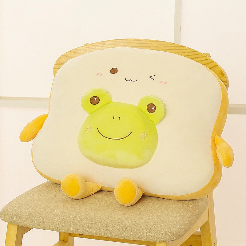 Peluche de toast en forme d'animaux, dessin animé mignon, grenouille, cochon, ours, pain, coussin, poupée douce, jouet pour enfant, d'anniversaire pour bébé fille: Vert clair