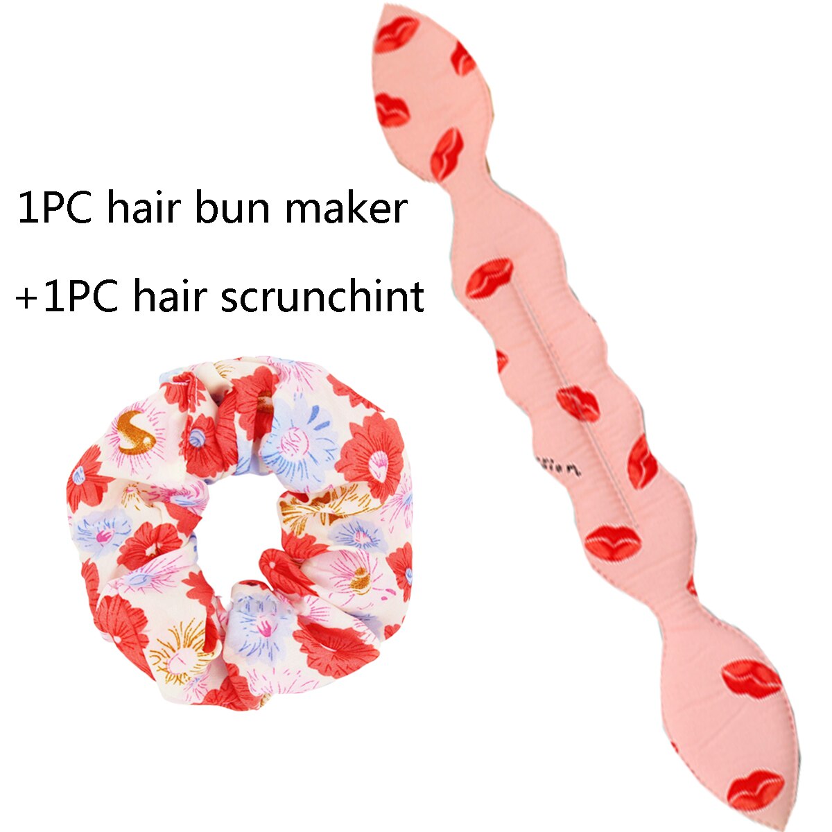 einrollen Mädchen 1PC Blumen- Punkte Lippen Stil Hase Ohren Magie Schwamm Haar Styling Brötchen Hersteller Twist Curler Werkzeug Haar-Accessoire: Rose verrotten
