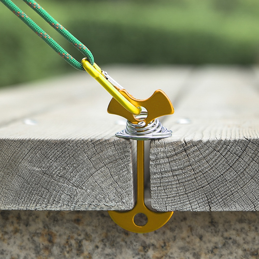 Metal Adjustable Plank Floor Spring Fishbone Anchor Tent Pegs Outdoor Awning Deck Stakes Fixed Nails Camping Equipment