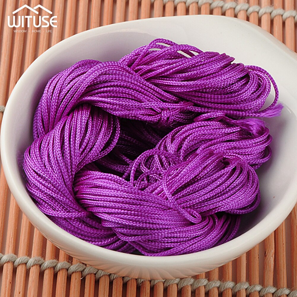 16 färg 10m 1.5mm nylon sladd tråd kinesisk knut makrame sladd armband flätat snöre gör-det-själv tofs pärlstav shamballa trådtråd: Lila