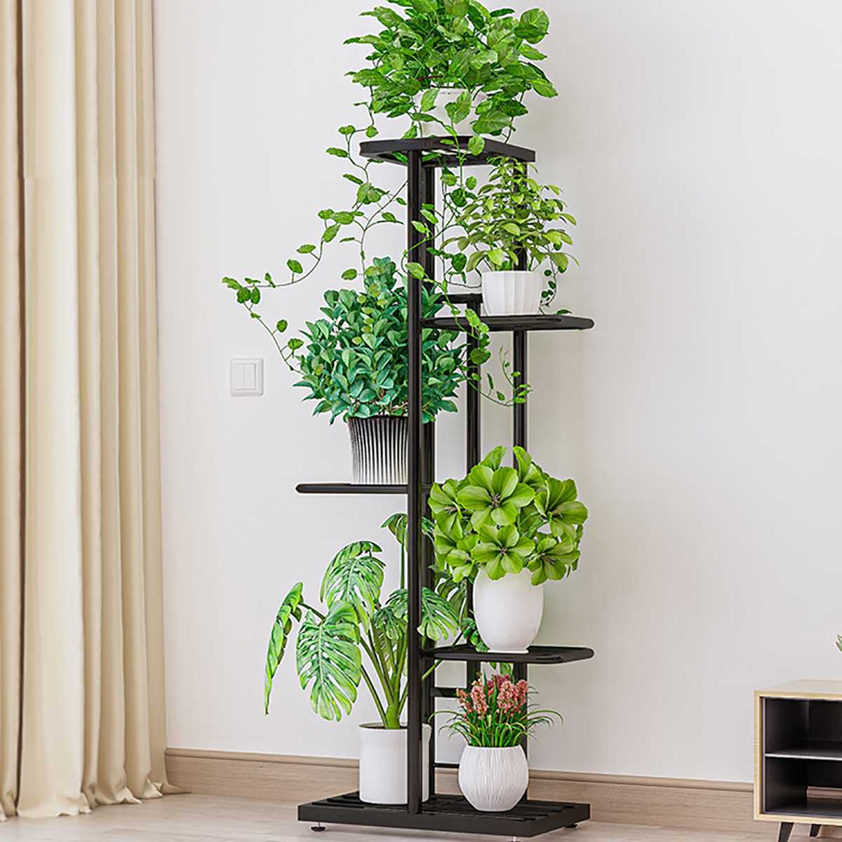 5 lag jern bogreol plantehylde displayhylder hjem indendørs udendørs gårdhave terrasse balkon blomsterstande 43 x 22 x 98cm