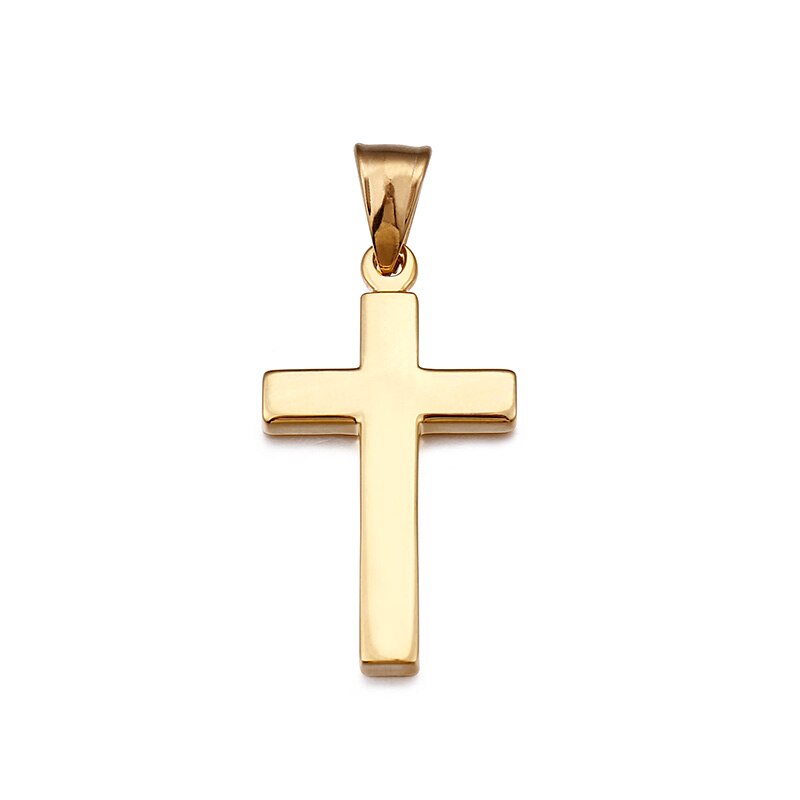 Cruz pendentif pour femmes hommes poli acier inoxydable étanche Simple brillant pendentif jamais fondu: Gold