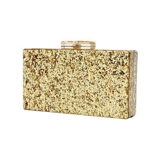 Big Gold Glitter 18X10 CM Acrylic Clasp Women Brand Acrylic Day Clutches Beach Mini Evening Bags Flap Shell Acrylic Box Clutches: gold  glitter