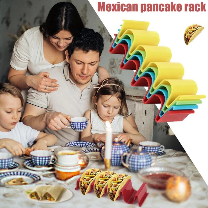 4 Girds Taco Holder Portable Taco Stand Mexican Food Rack Shells Tortilla Pancake Shelf Holder Wave Shape Tray Rack