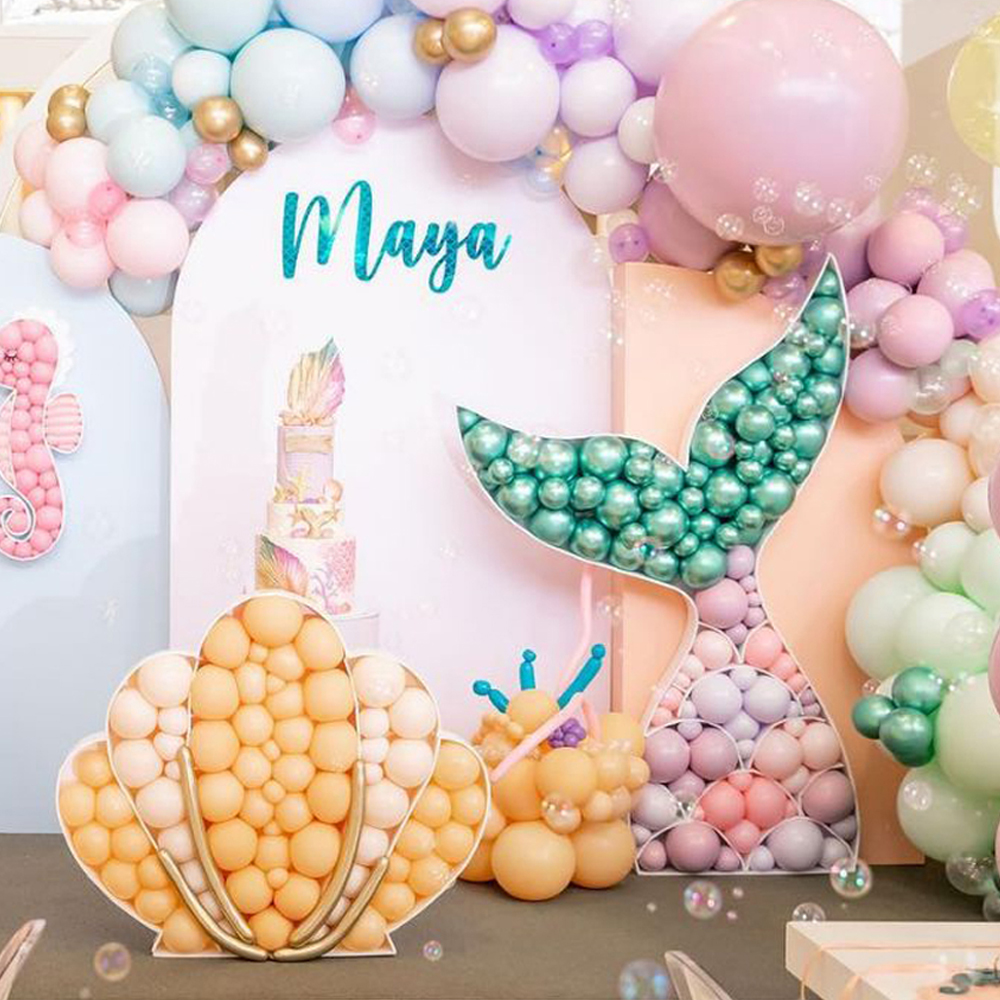 Mermaid Tail Mozaïek Ballon Frame Vullen Doos Voor Kleine Zeemeermin Party Shell Seahorse Diy Decoraties Verjaardagsfeestje Supplies