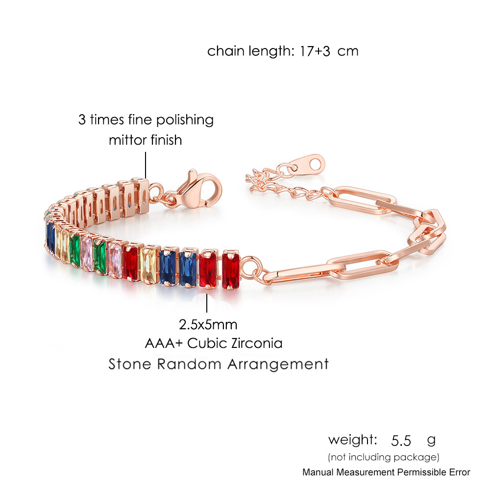Braccialetti da Tennis multicolori regolabili per le donne signore matrimonio arcobaleno colorato zircone braccialetto di fascino mano catena gioielli DZH043: RED