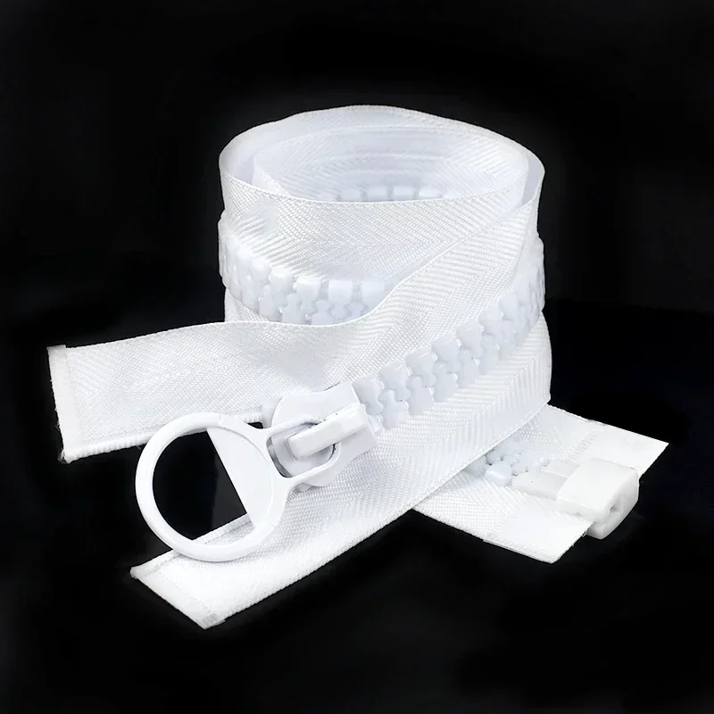 Meetee 1 pezzo 20 # Grande cerniera in resina 60-500 cm Chiusura a cerniera lampo lunga aperta per giacche, cappotti, tende, cerniere, accessori per cucire di ricambio: bianca / Option1