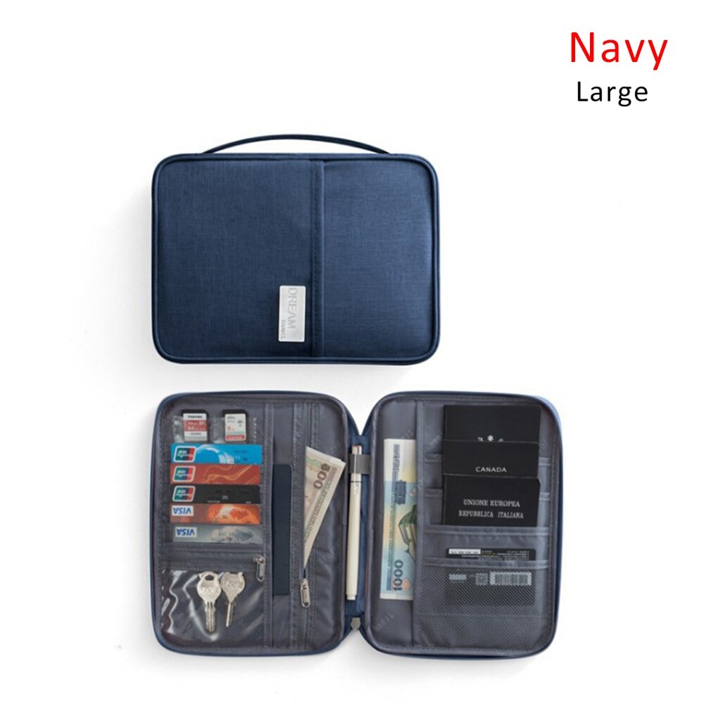 Travel Wallet Family Passport Holder Waterproof Document Case Organizer Card Package Card Holder Travel accessories: Navy Blue Large