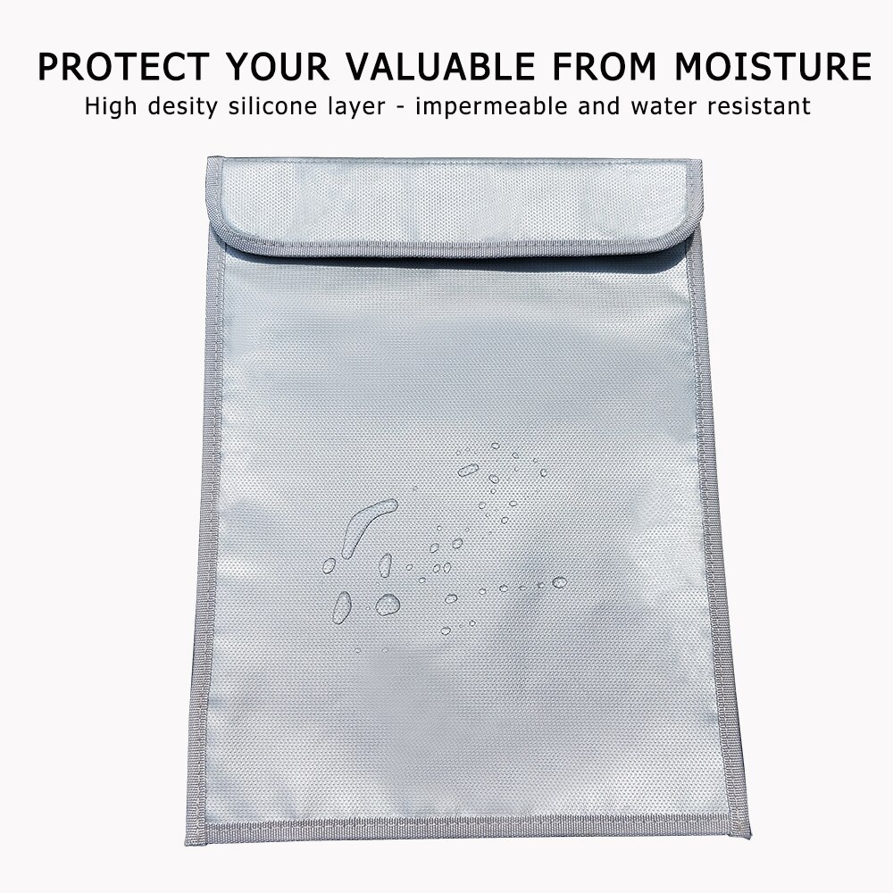 Home Safe Security Fireproof Document Bag 15 x 11 Inches Large Fire Resistant Envelope Pouch for Valuables