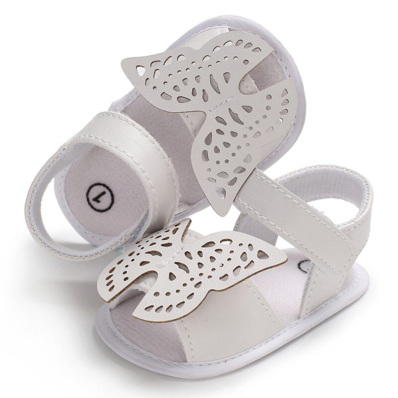 Papillon bébé sandales solide en cuir PU bébé filles garçons sandales antidérapant à semelle souple infantile enfant en bas âge sandales y13 sx1: W / 7-12 mois
