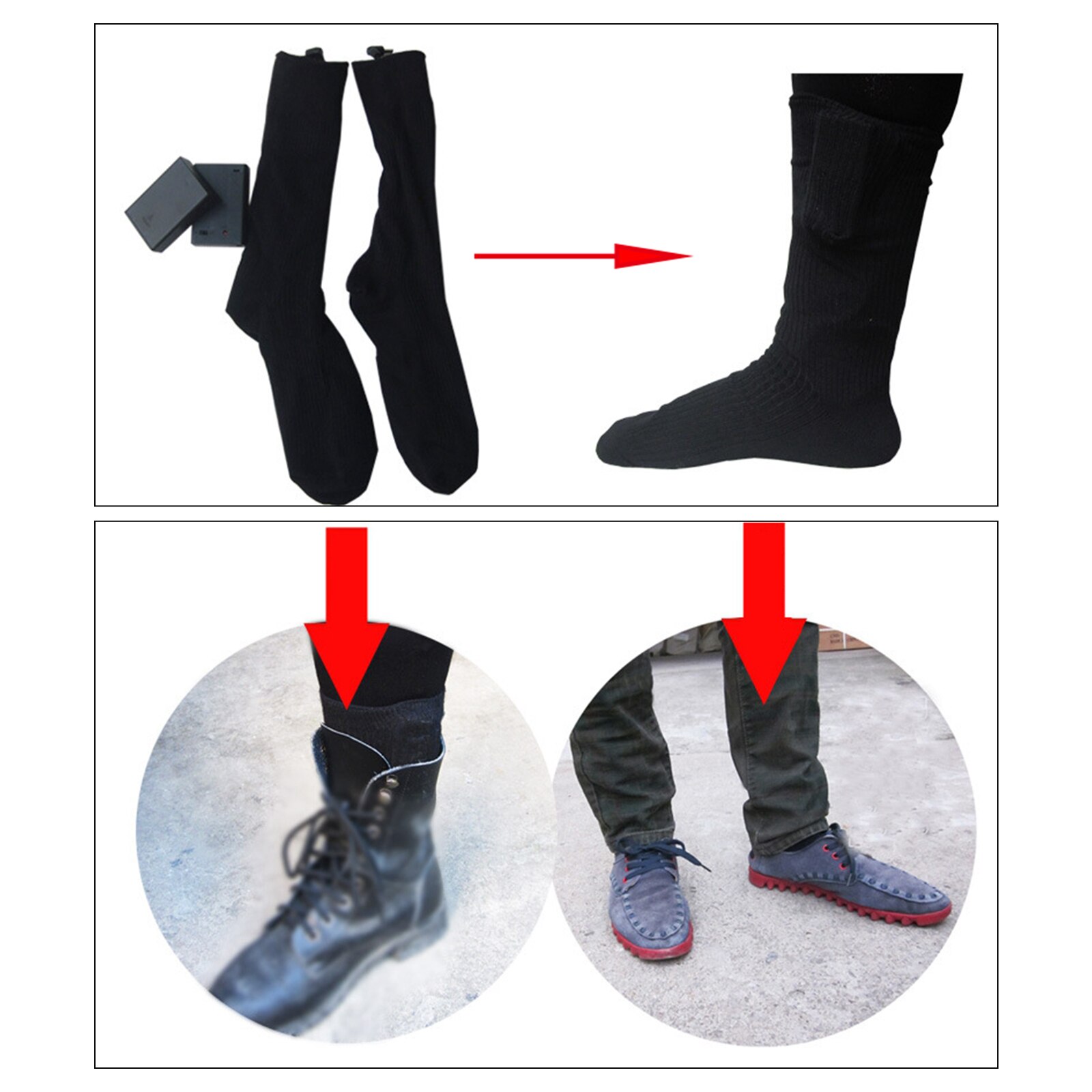 Elektrische Verwarmde Sokken Laars Voet Wasbare Winter Warm Voor Fietsen Camping Outdoor